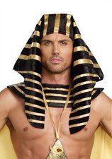 Adult Pharaoh Headpiece Egyptian Halloween Costume Accessory for Men Standard