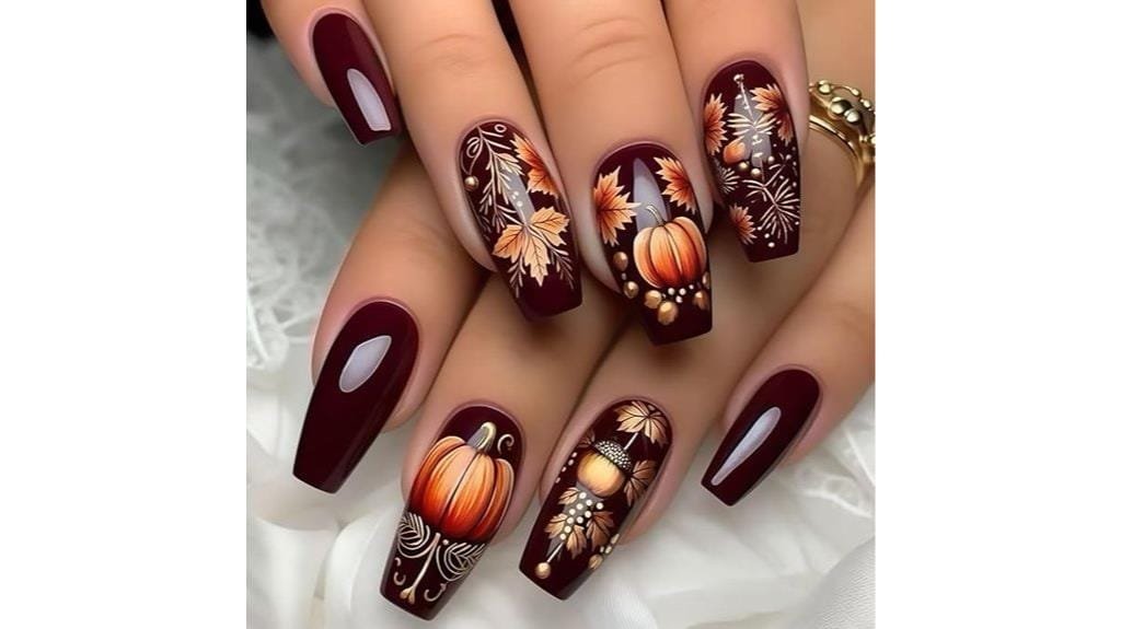autumn themed press on nails
