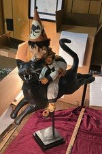Bethany Lowe Halloween Cat With Character Rider - Rare Excellent Shape