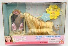 BK~ NIB BARBIE DOLL 1999 GLAM 'N GROOM PETS DOG LACEY 25995