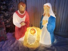 Blow Mold Christmas Nativity Set of 3 General Foam New U.S.A. Large 28”