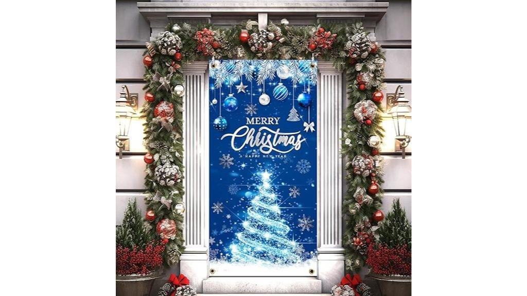 blue christmas door banner