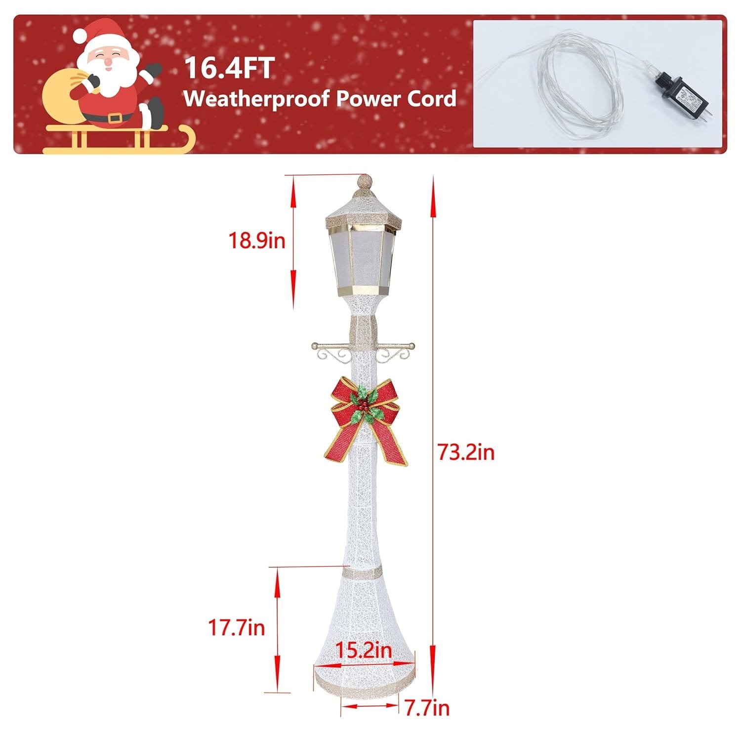 BlueWish 6FT Pre-Lit Christmas Lamp Post