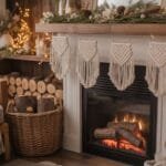 bohemian christmas fireplace decor