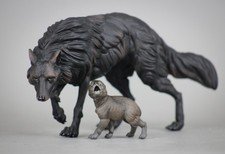 Breyer Companion Dog Black She Wolf & Pup Resin ~Traditional Sized 1:9