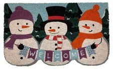 Briarwood Lane Winter Snowmen Welcome Natural Fiber Coir Doormat