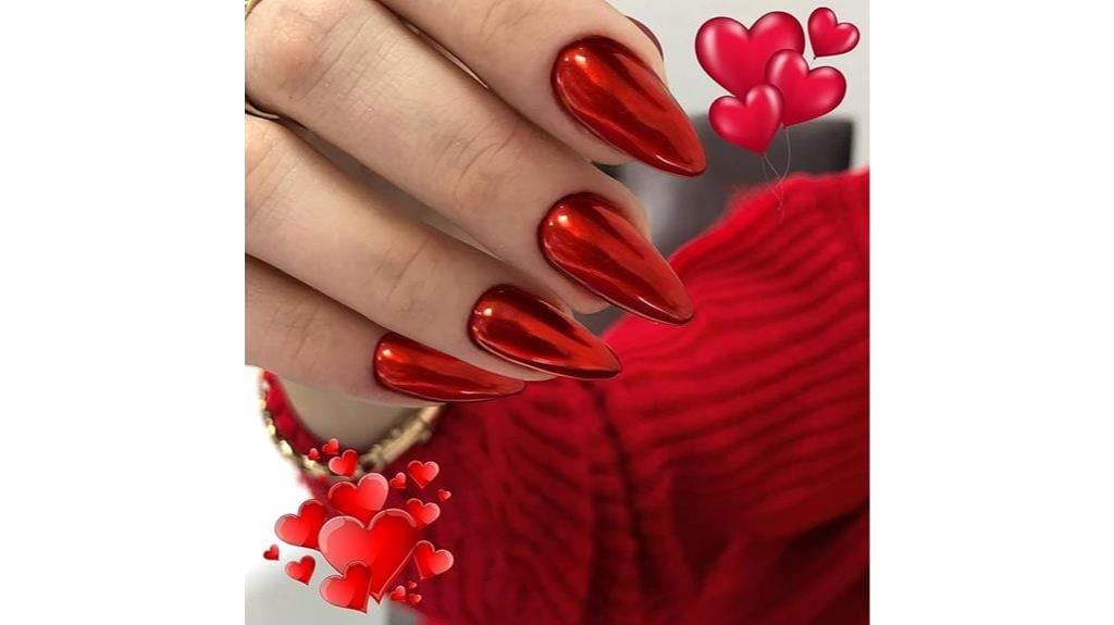 bright red almond nails
