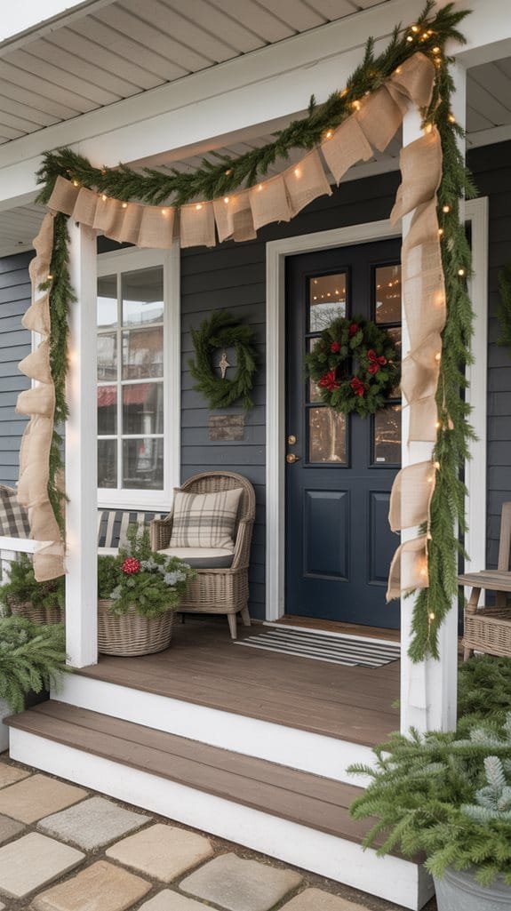 burlap enhances farmhouse decor