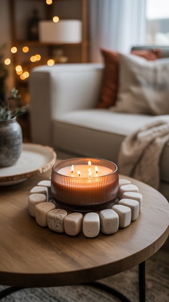 candle display with coasters