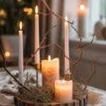 candlelit rustic branch displays