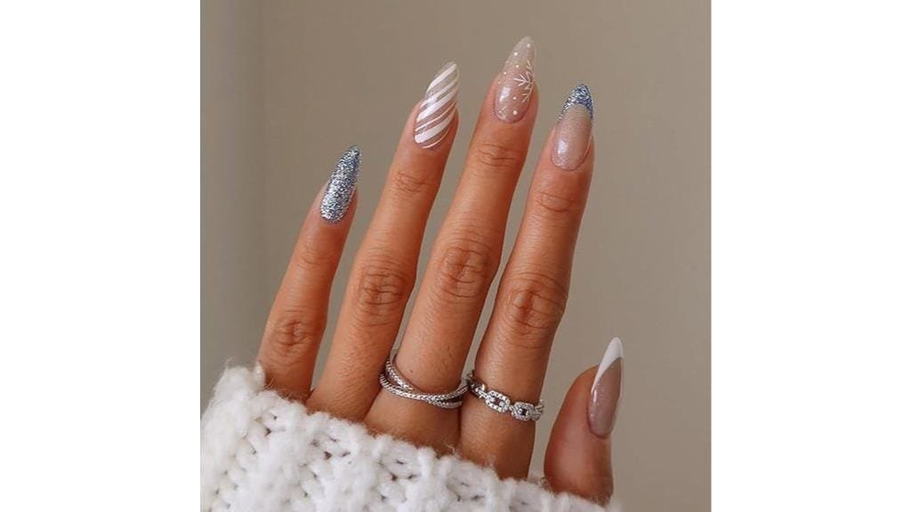 christmas french tip nails