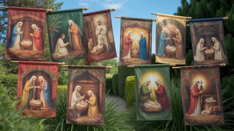 christmas nativity garden flags