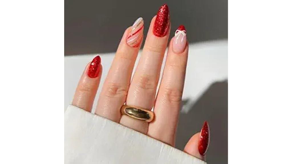 christmas themed fake nails