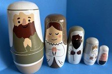 Christmas Nativity Nesting Dolls 5 Dolls: Joseph, Mary, Shepherd, WiseMan, Jesus