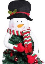 Christmas Tree Topper Snowman Hugger Santa 23cmx34cm, White