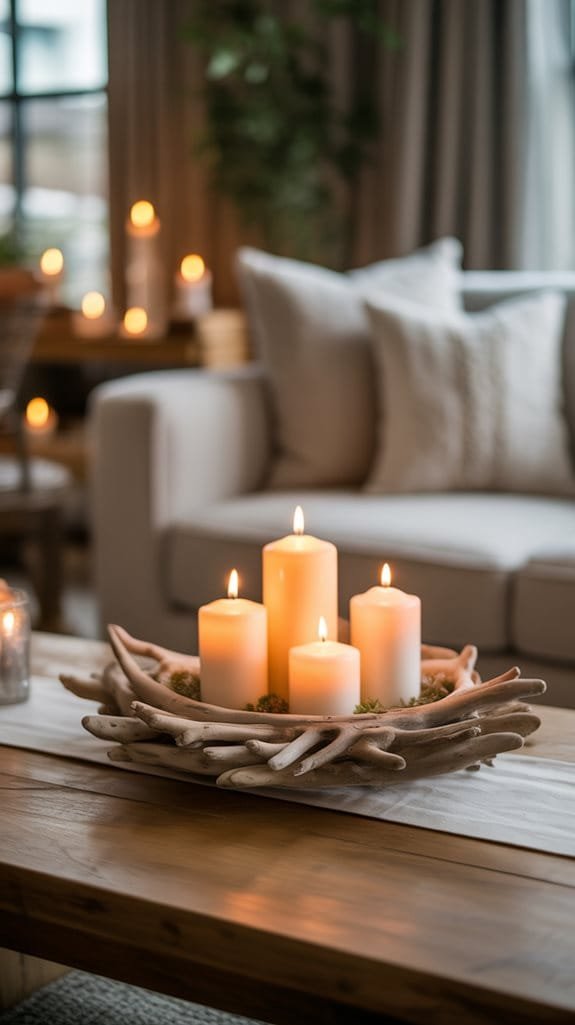 coastal driftwood candle centerpiece