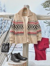 Coldwater Creek Aspen Trails Sweater Jacket color Ivory Multi