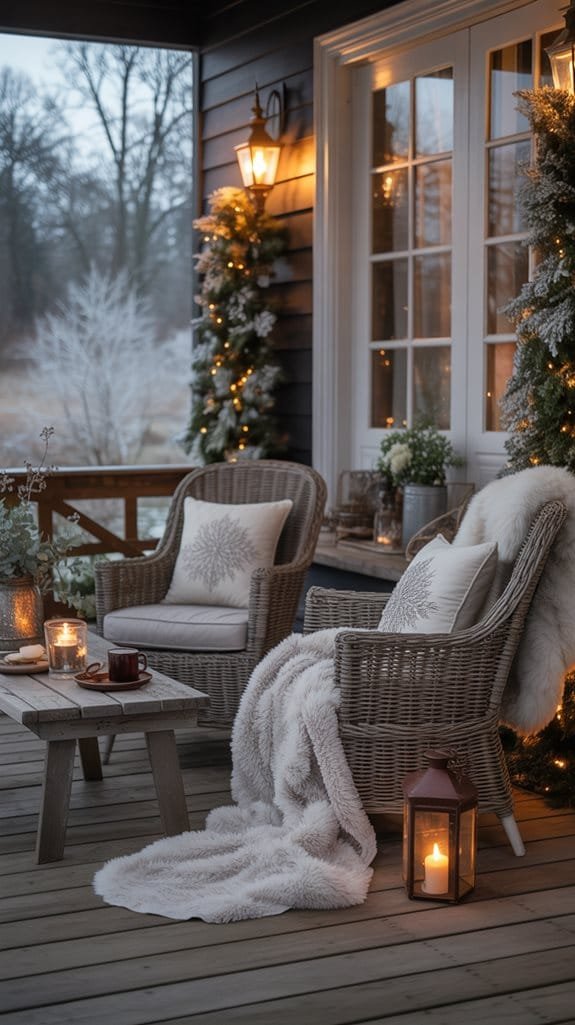 cozy winter porch seating