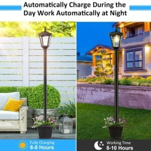 Derynome 72" Solar Outdoor Light with Planter