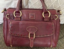 Dooney Bourke Burgundy Dark Red Florentine Leather Front Pocket Satchel Bag