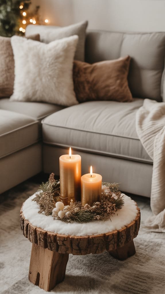 elegant faux snow display