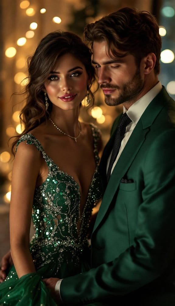 emerald dress with embellishments