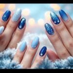 festive blue christmas nails
