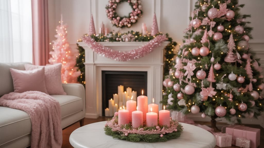 festive pink christmas decorations