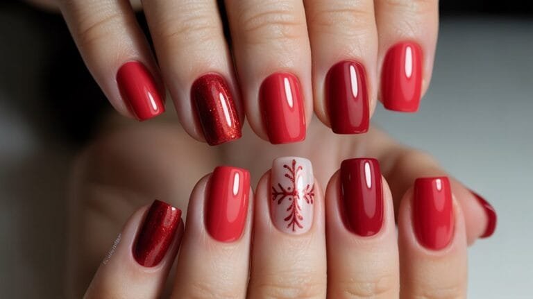 festive red christmas nails