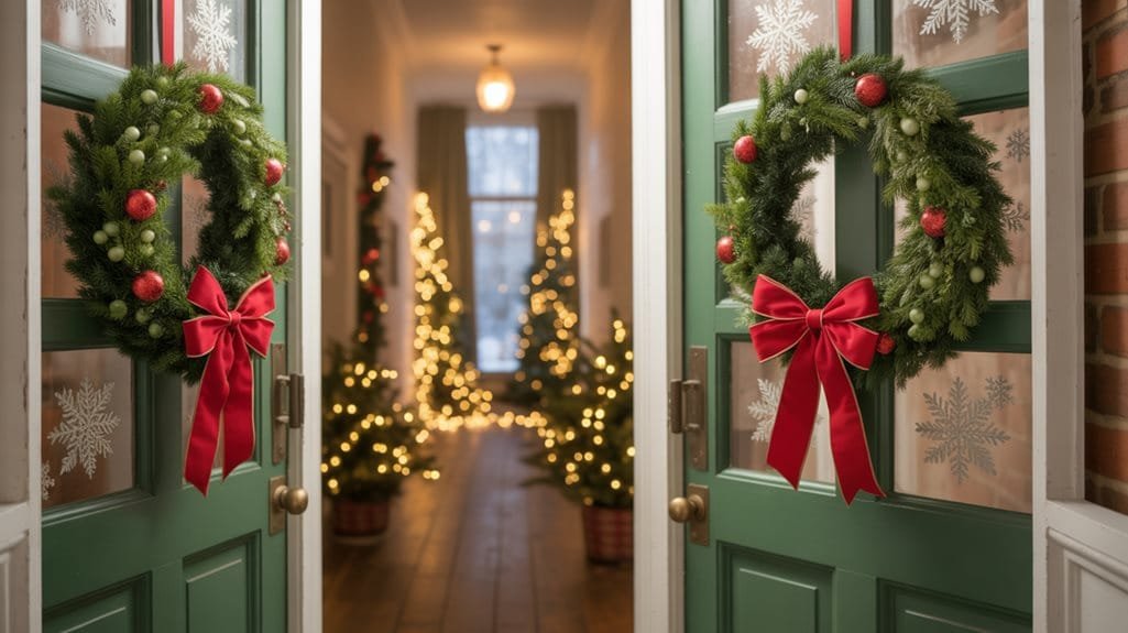 festive wreaths enhance entrances