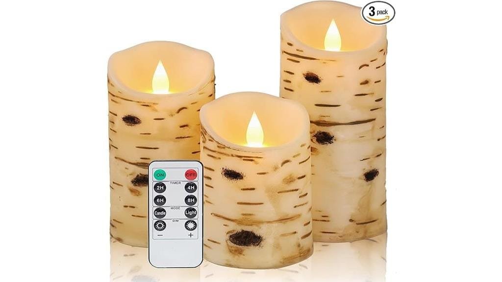 flameless led birch bark candles