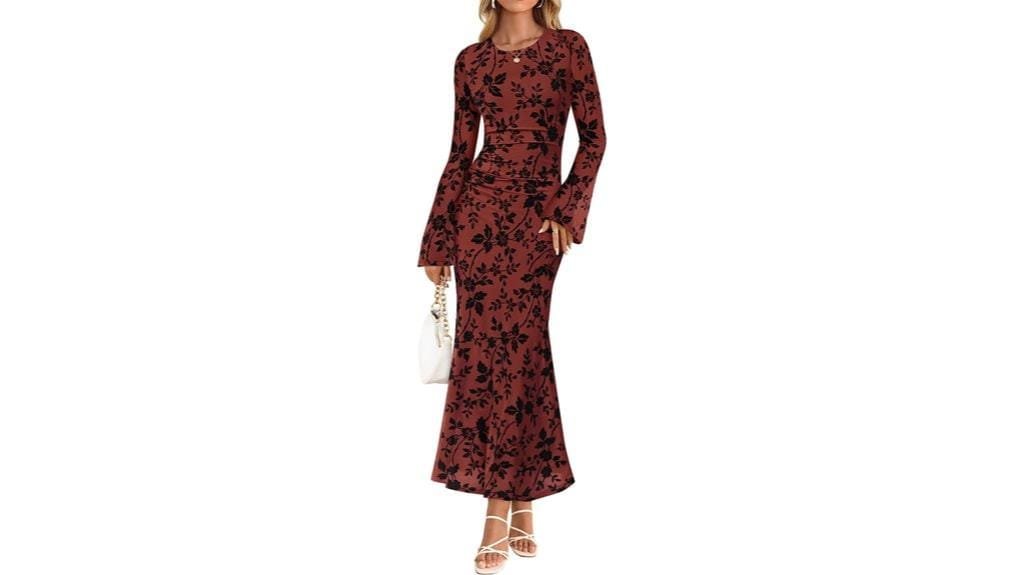 floral bodycon long sleeve dress
