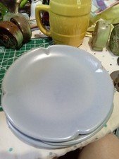 Frankoma Pottery Woodlen Blue Little Plates Saucer Set of 4 Vintage