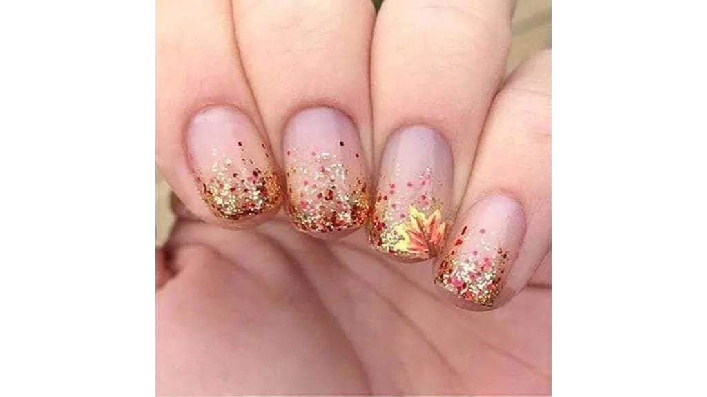 glossy gold glitter nails