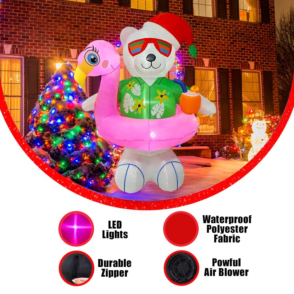 Hawaiian Polar Bear Christmas Inflatable Decor