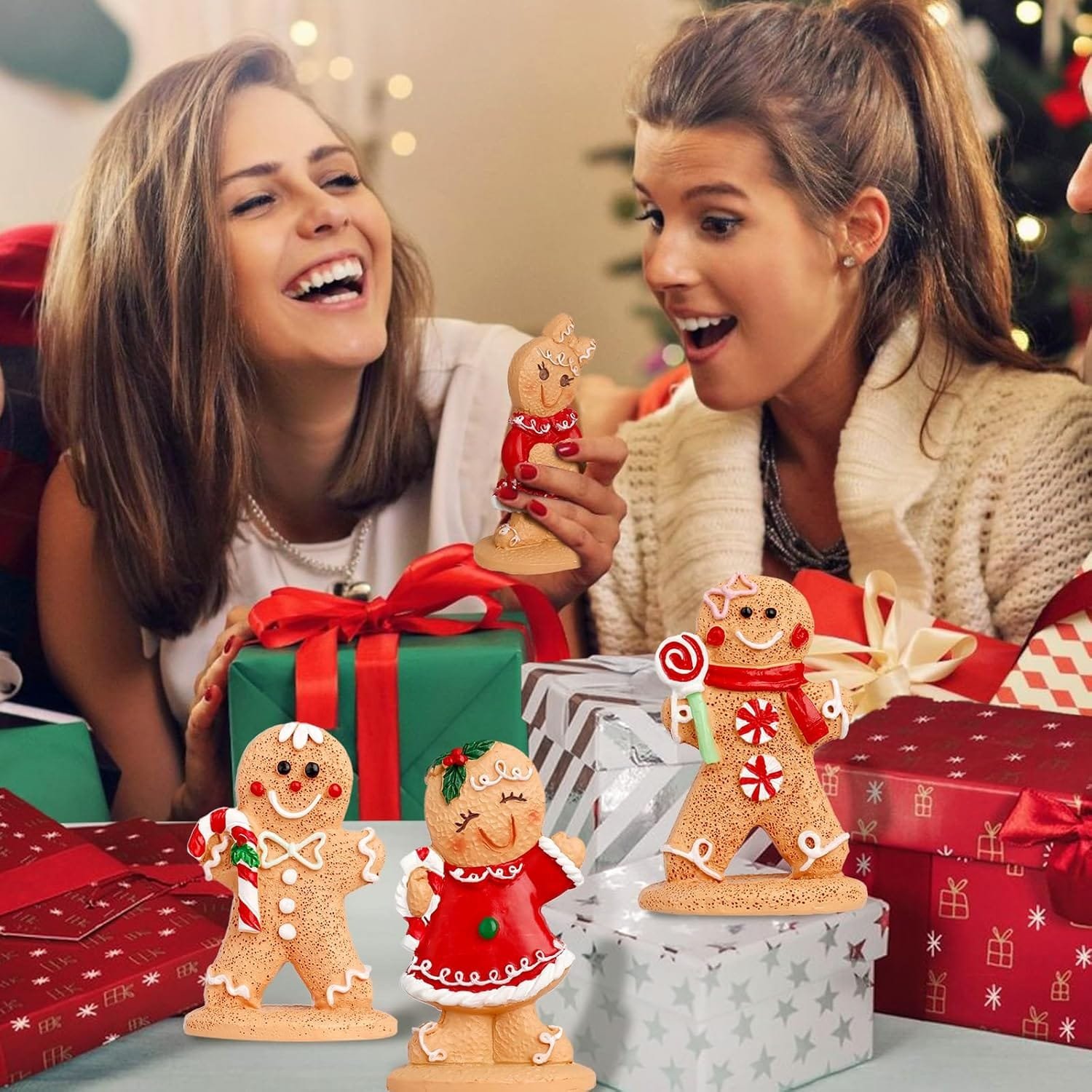 Hiawbon 4PCS Gingerbread Man Christmas Ornaments