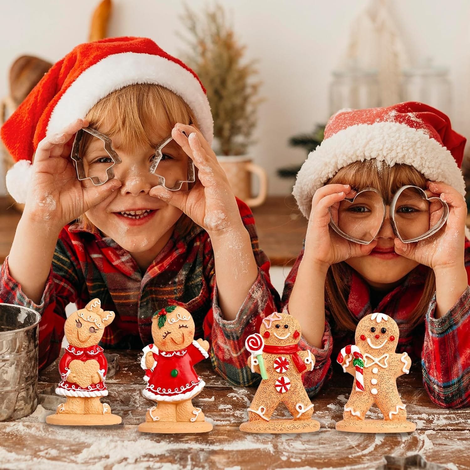 Hiawbon 4PCS Gingerbread Man Christmas Ornaments