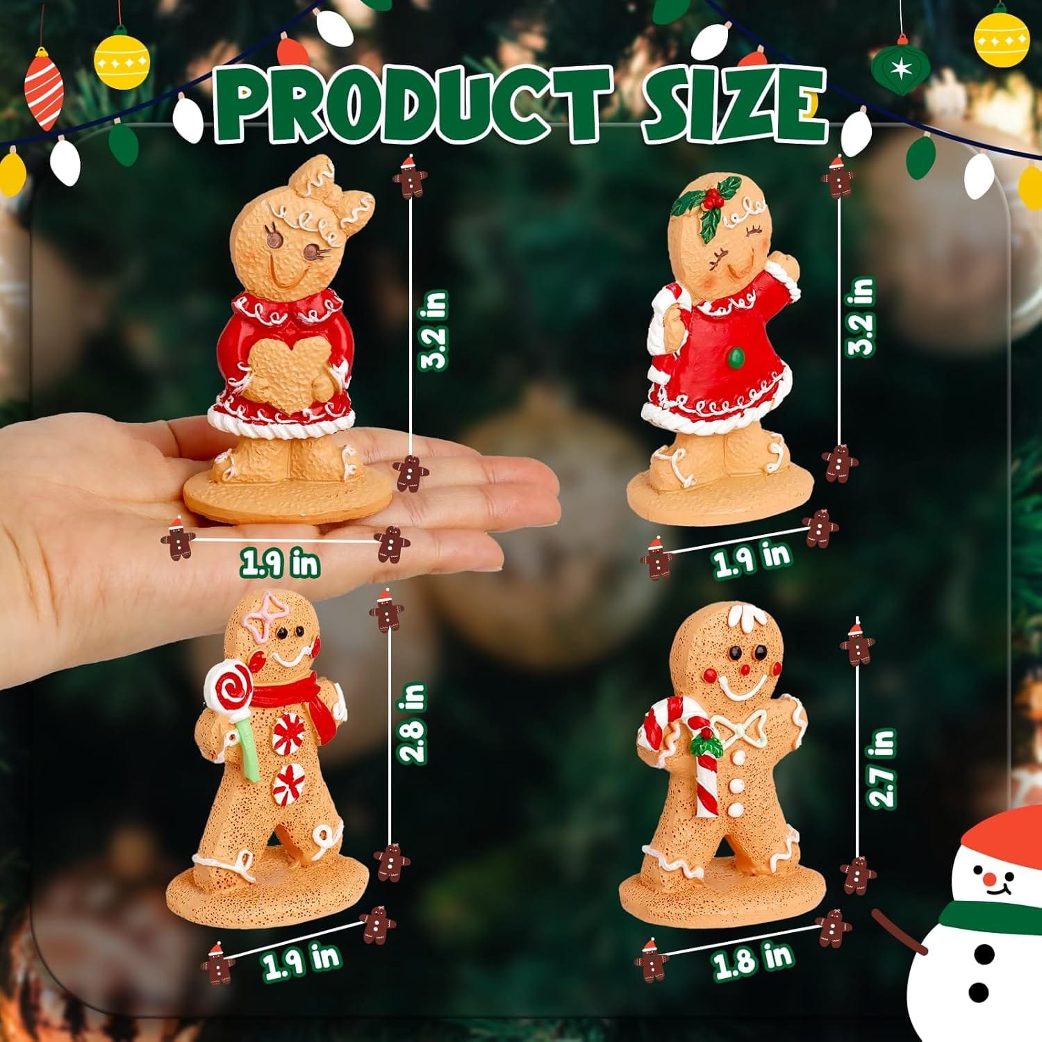 Hiawbon 4PCS Gingerbread Man Christmas Ornaments