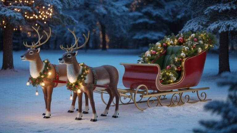 holiday reindeer and sleighs