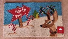Holiday Christmas Coir Mat Front Porch Rug North Pole Rudolph 16"x27"