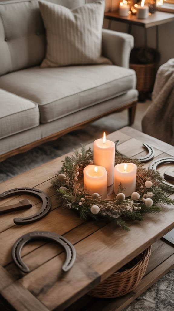 horseshoes and candles decor