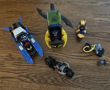 Imaginext DC Super Friends Batman Lot: Bat Boat, Helicopter, Batcycle w/ Figures