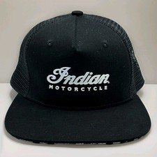 Indian Motorcycle Hat Cap Adjustable Snapback Script Logo Trucker Mesh Race