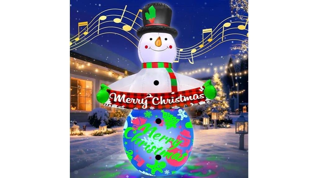 inflatable snowman with projector