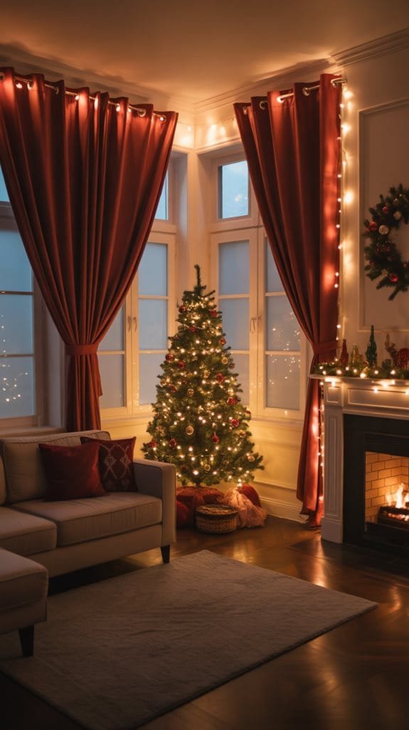 layered window holiday decor