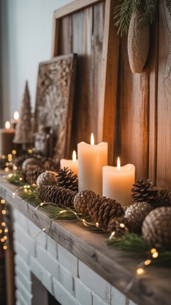 layered woodland mantelpiece display