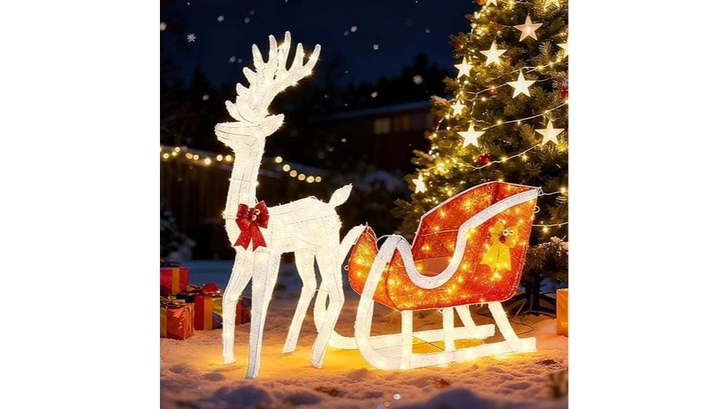 lighted christmas reindeer sleigh