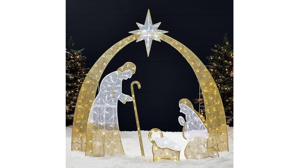 lighted outdoor nativity scene