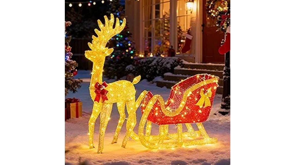 lighted reindeer santa sleigh