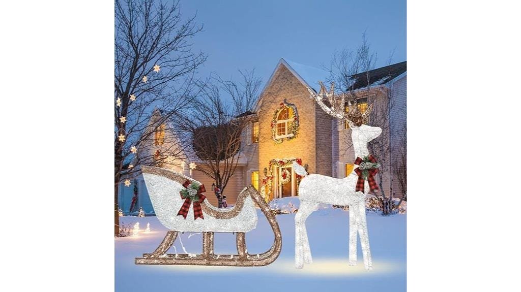 lighted reindeer sleigh decorations